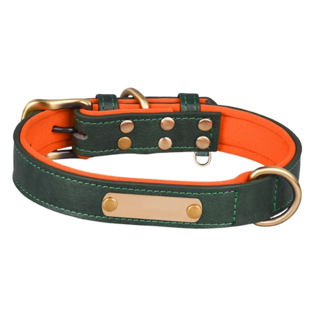 para perro personalizado, placa de identificación grabada, ajustable, de cuero sintético, con placa de identificación grabable, para y Verde S