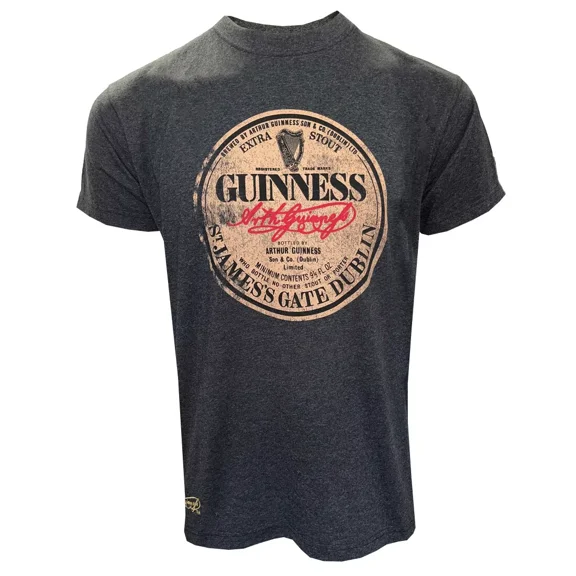 Traditional Craft Ireland Short Sleeve Charcoal Vintage Label T-Shirt for Men