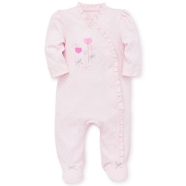 Baby Sleepers Pink Hearts Ruffle OnePiece Zipper Footie Pajamas for