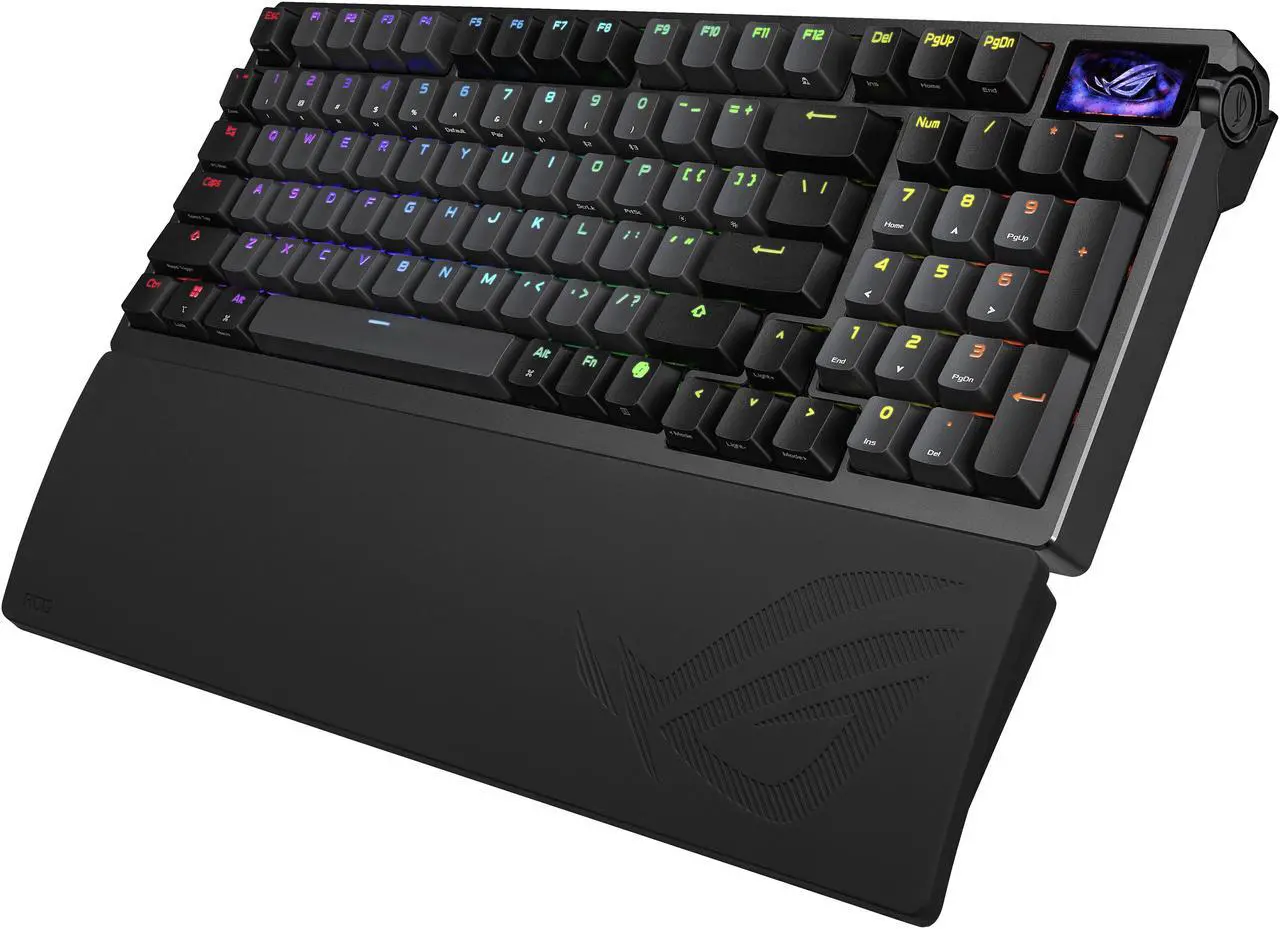ASUS ROG Azoth 96 HE Wireless Hall Effect Gaming Keyboard - 96% Full-Size, Tri-Mode, Hot Swappable Magnetic Switch, Rapid Trigger, Speed Tap, 8K Hz Polling, Color OLED Screen, PBT Keycaps - Black