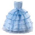 thumbnail image 3 of JAJAHO Flower Girl Dress For Wedding Tutu Tiered Dresses Floral Embroidered Sleeveless Mesh Layered Bow Maxi Ball Gown Birthday Formal Party Wear 4-14Y, 3 of 8
