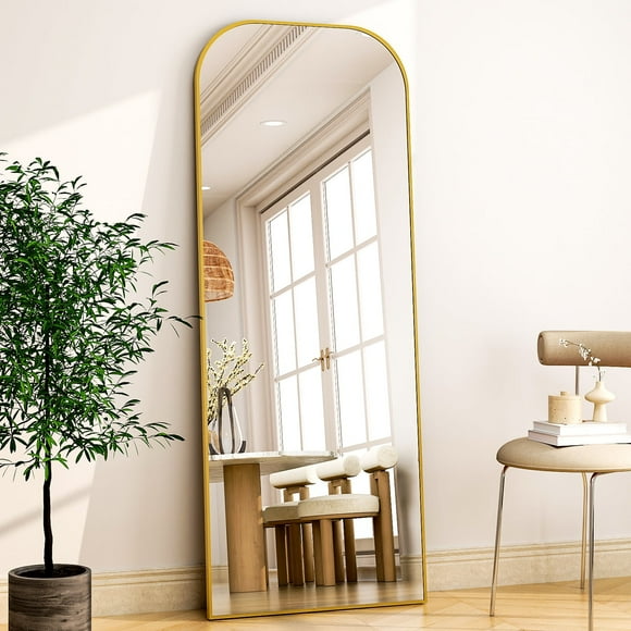 BEAUTYPEAK 71" x 26" Full Length Mirror Floor Mirror with Safe Round Top, Gold