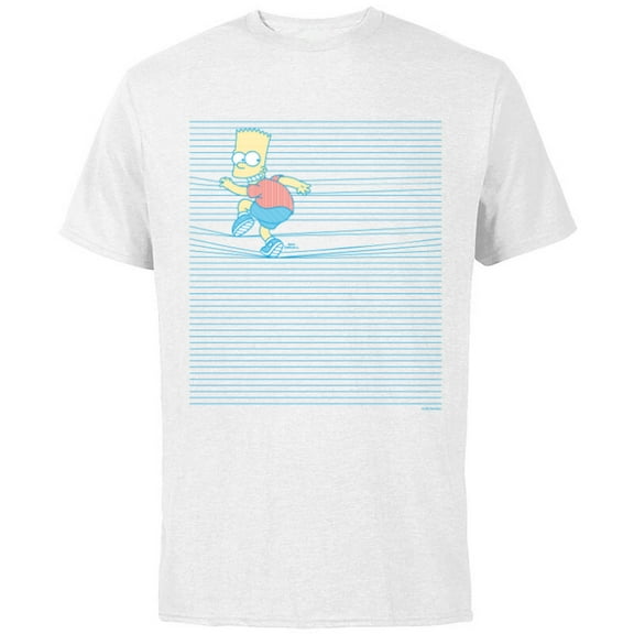 The Simpsons Bart Simpson Ruled Notebook Paper School Escape - Short Sleeve Cotton T-Shirt for Adults - Customized-White