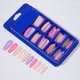 thumbnail image 3 of 100Pcs/Box Faux Nail Patch Folding Without Trace Long T-shape Full Cover Colorful Manicure Extension False Nail Tips Nail Salon S, 3 of 10