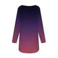 thumbnail image 4 of Womens Tops Women's Casual Plus SizeLong Sleeved Round Neck Gradient Printing T-shirt Top Pullover Shirts for Women Kagetolytai Dark Purple L, 4 of 5