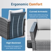 Superjoe 4 Piece Outdoor Patio Furniture Set Rattan Sectional Conversation Set, 4 Cushioned Seats, Gray, 4