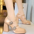 thumbnail image 6 of Women's Pumps Patent Leather Rhinestone Buckle High Heel 9CM Party Dress, 6 of 7