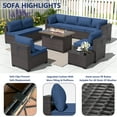 thumbnail image 3 of ALAULM 10 Pieces Patio Furniture Set with 43" Propane Fire Pit Table & 8 Seat Cushions(Navy Blue), 3 of 9