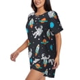 thumbnail image 2 of Easygdp Space Women's Pajama Set,Sleepwear with Buttoned Top and Elastic Waist Shorts, Ideal for Lounging, Yoga, Beach, and Casual Wear-Large, 2 of 8