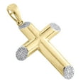 thumbnail image 4 of 10K Yellow Gold Genuine Diamond Tube Cross Pendant 1.65" Dome Pave Charm 1/5 CT., 4 of 6