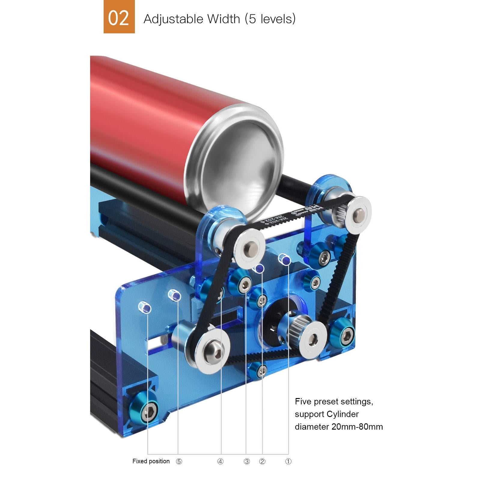 Yajisi Laser Rotary Roller Engraver – Automatic, Adjustable Width 20‑80 mm, Plug‑and‑Play for Cylindrical Objects, Compatible with LaserGRBL & LightBurn