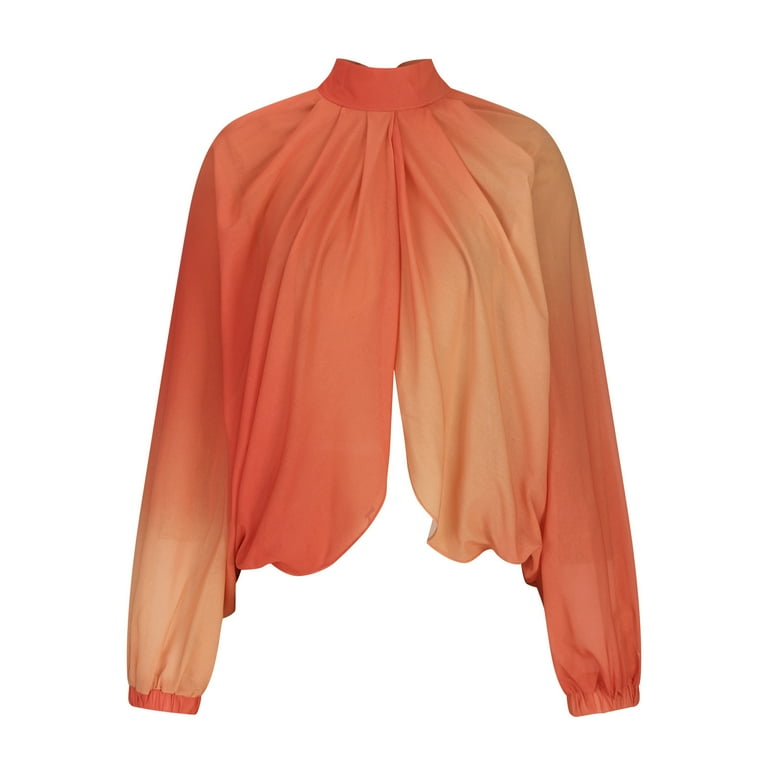 Women's Sexy See Through Chiffon Sheer Blouses Tops Lantern Sleeve