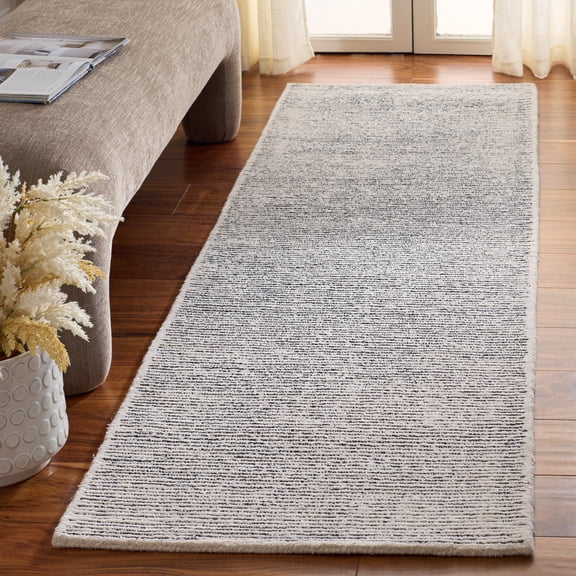 SAFAVIEH Abstract Rumen Solid Color Runner Rug, Ivory/Black, 2'3" x 8'