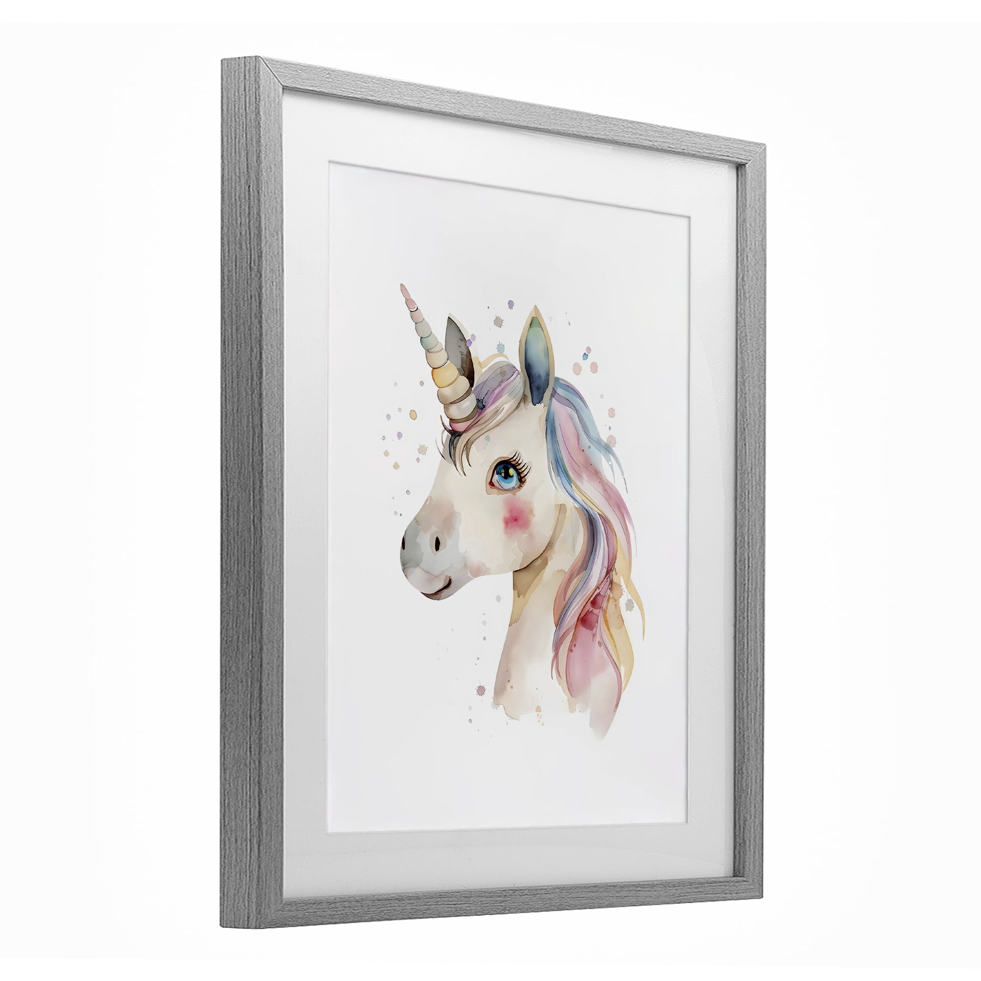 Stupell Industries Dreamy Pastel Unicorn Gray Framed Print Under Glass, design by LSR Design Studio