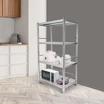 Silver Stainless Steel Shelving, 4 Tier Adjustable Shelf Storage, Stainless Steel Heavy Duty Shelving