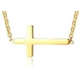 thumbnail image 3 of Edwin Earls 14k Yellow Gold Plated Stainless Steel Cross Necklace, 16 Inches, 3 of 4