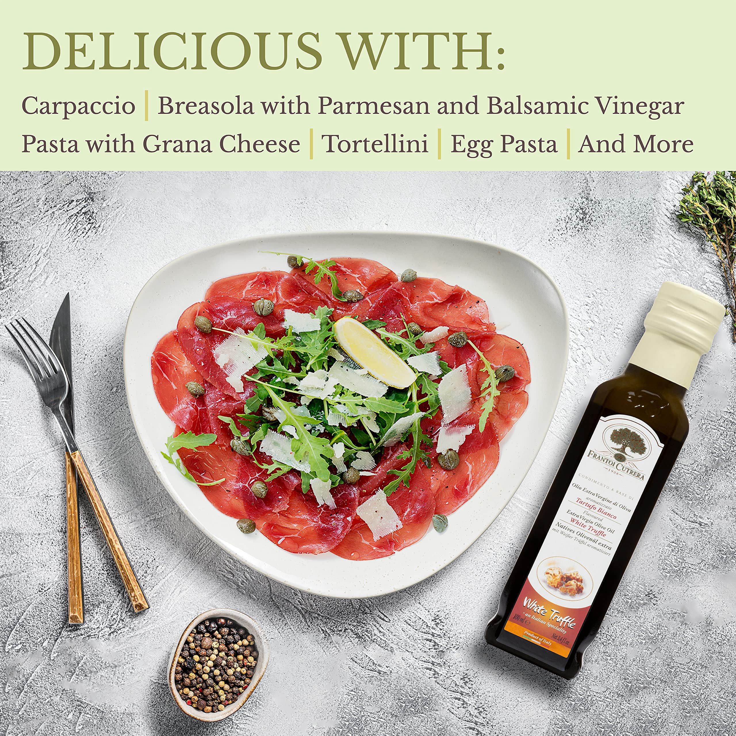 Mercato di Bellina White Truffle Oil for Dipping Bread and Cooking - Truffle Infused Olive Oil Made with Gourmet Italian Ingredients from Italy