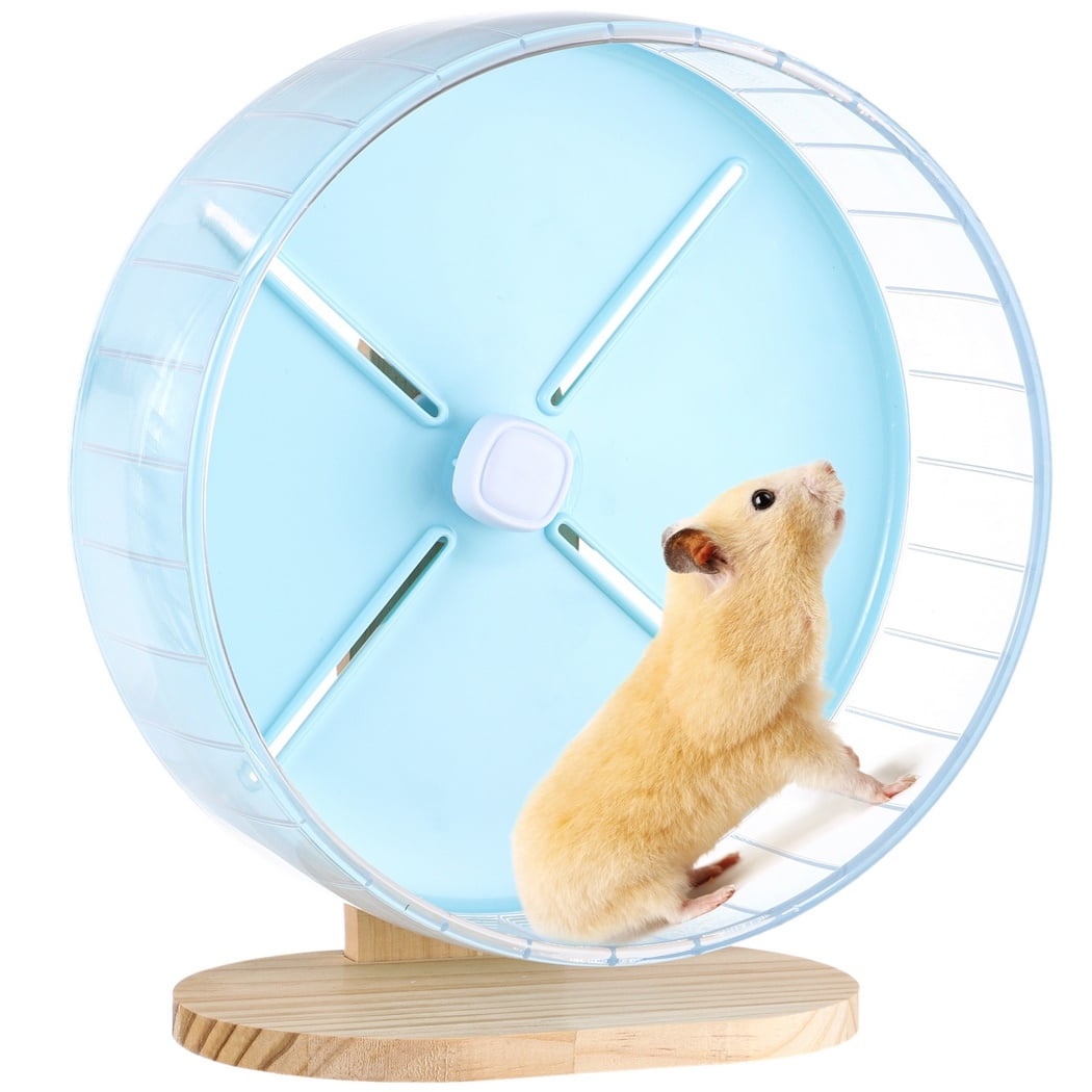10.2 Inch Hamster Wheel with Wooden Base, Adjustable Exercise Wheel for Chinchilla, Guinea Pig, Sugar Glider, Gerbil Running