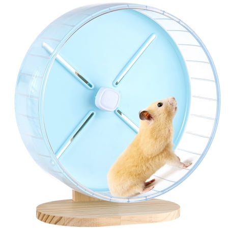 10.2 Inch Hamster Wheel with Wooden Base, Adjustable Exercise Wheel for Chinchilla, Guinea Pig, Sugar Glider, Gerbil Running