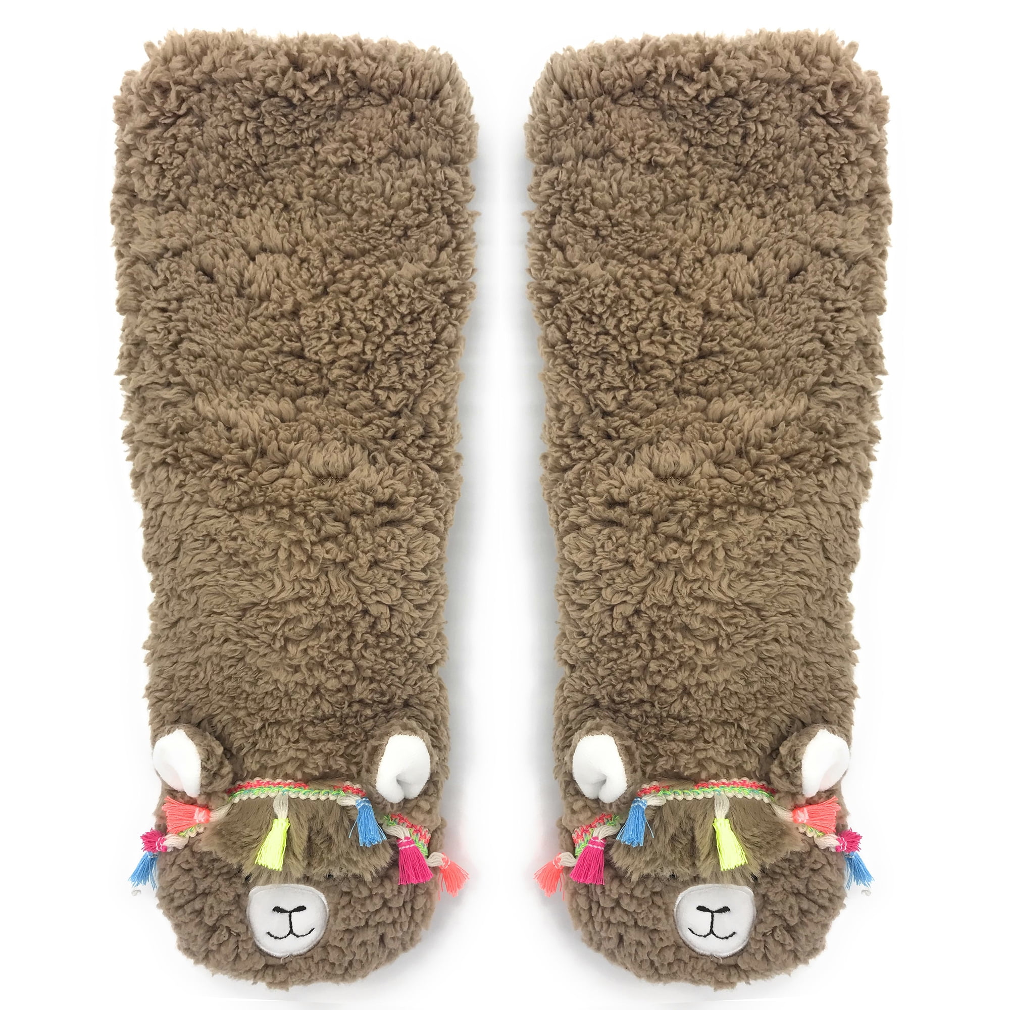 OoohGeez Womens Cozy Animal Slippers, Llama Call You, Warm Fuzzy Grip Socks