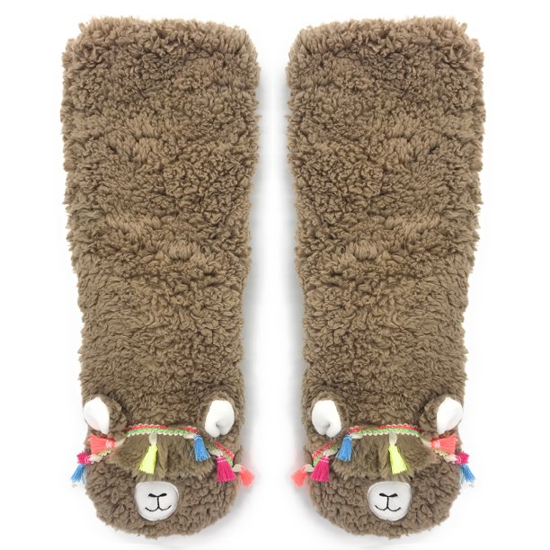 Oooh Geez Women's Cozy Animal Slippers, Llama Call You, Sherpa Fuzzy