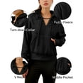 thumbnail image 4 of Amazhiyu Womens Fuzzy Fleece Pullover Sweatshirts Oversized V Neck Drawstring Sherpa Sweater with Pockets, 4 of 5