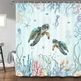 thumbnail image 3 of Sea Turtle Shower Curtain for Bathroom, Blue Teal Ocean Beach Coastal Bath Curtains, Fish Underwater Seashell Jellyfish Animal Decor Shower Curatin Set with Hooks 36X72IN, 3 of 6