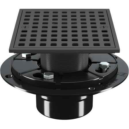 4 Inch Shower Floor Drain with Flange - Square Shower Drain with Hair Strainer - Removable Grid Strainer Cover - SUS304 Stainless Steel & CUPC