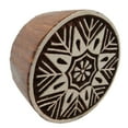 thumbnail image 2 of Round Shape Wooden Block Floral Print Printing Textile Stamp On Apparel Fabric, 2 of 3