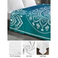 thumbnail image 6 of Teal Blue Boho King Size Flat Sheet, Wrinkleproof & Fadeproof Cooling Flat Bed Sheet Only, Retro White Rustic Flower Ethnic Pattern Breathable Soft Bedding Top Sheets 105 x 98 Inches, 6 of 8