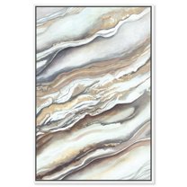 Neutral Lines I Boho Abstract Wall Art Canvas Wall Art by Art Remedy, White Floater Frame, 21" x 31"
