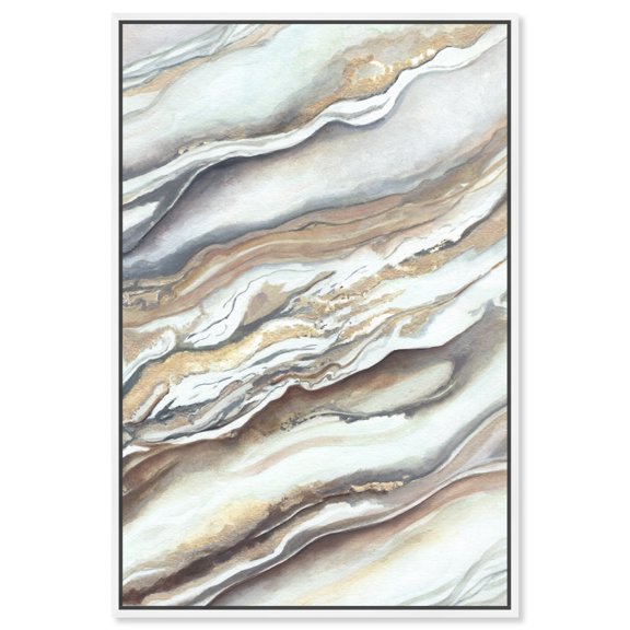 Neutral Lines I Boho Abstract Wall Art Canvas Wall Art by Art Remedy, White Floater Frame, 21" x 31"