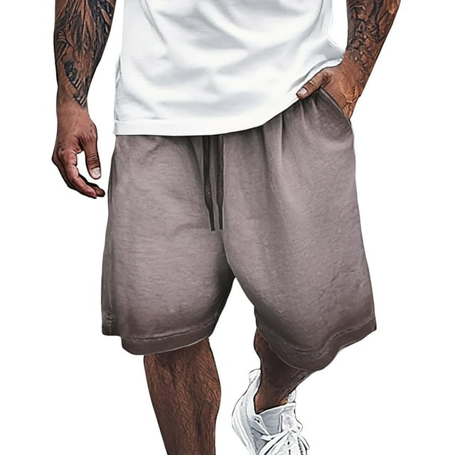 Men Shorts Casual Male Heavyweight Distressed Shorts Washed 2 Tone Gradient Loose Oversize Sweat Shorts Men Grey M