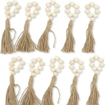 conditiclusy Beaded Napkin Rings Set of 12 Tassel Napkin Holder Boho Table Decor Gift Eco-Friendly Jute Twine Handmade