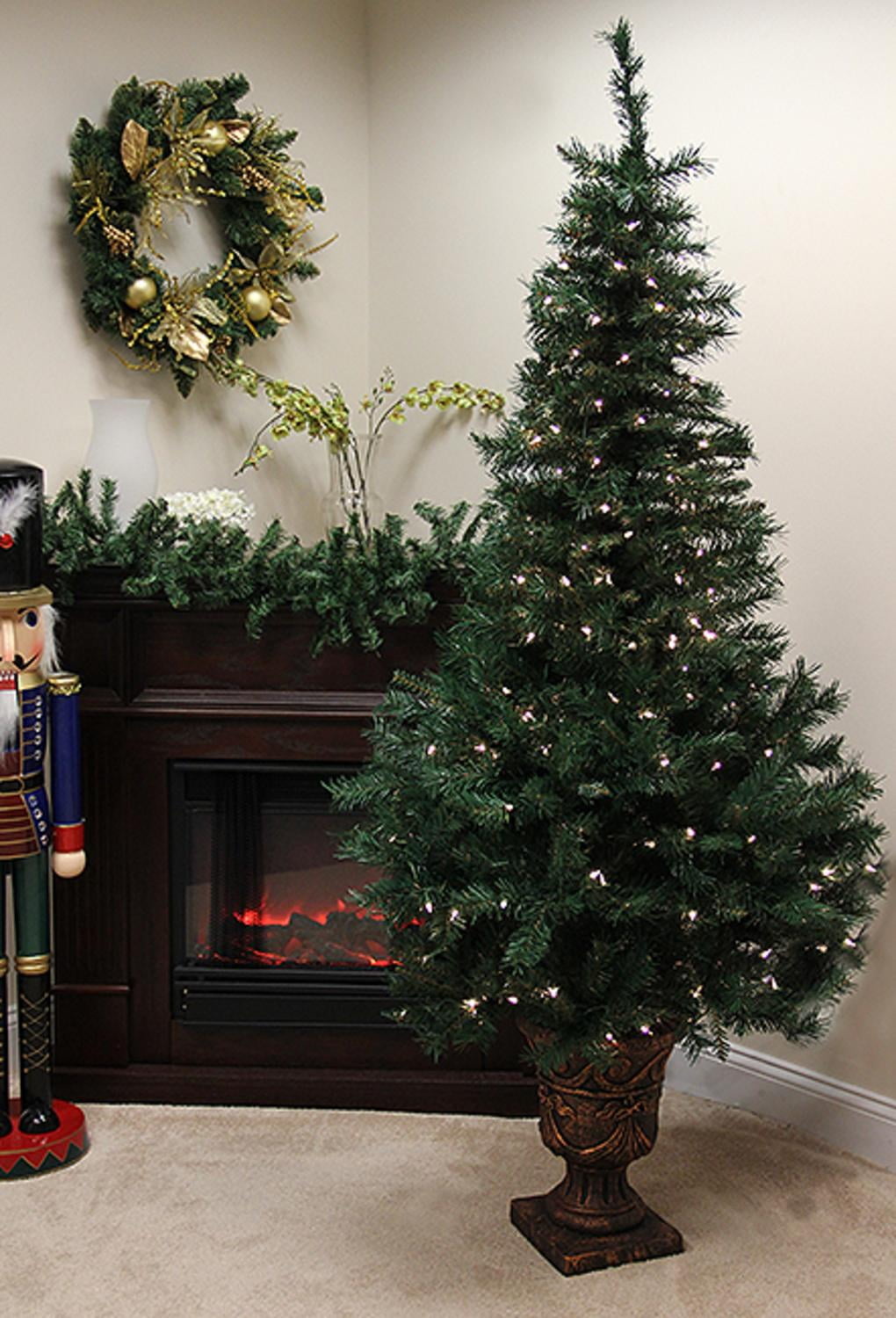 5' Pre-Lit Potted Shimmering Royal Fir Artificial ...