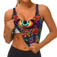 thumbnail image 3 of Balery Vibrant Psychedelic Eye Sujetadores deportivos con espalda cruzada para mujer, acolchados, sin costuras, de alto impacto, ideales para yoga, gimnasio, entrenamiento y fitness.-Medium, 3 of 8
