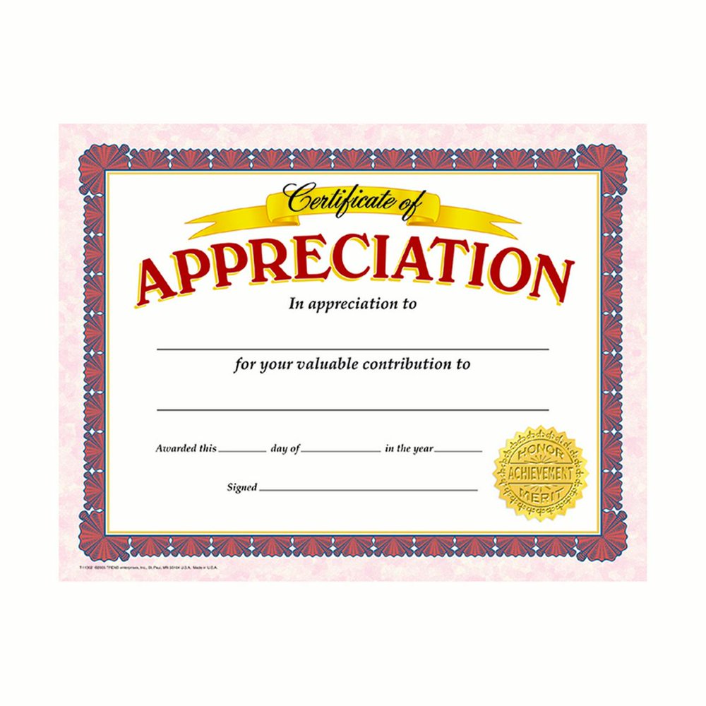 CERTIFICATE OF APPRECIATION