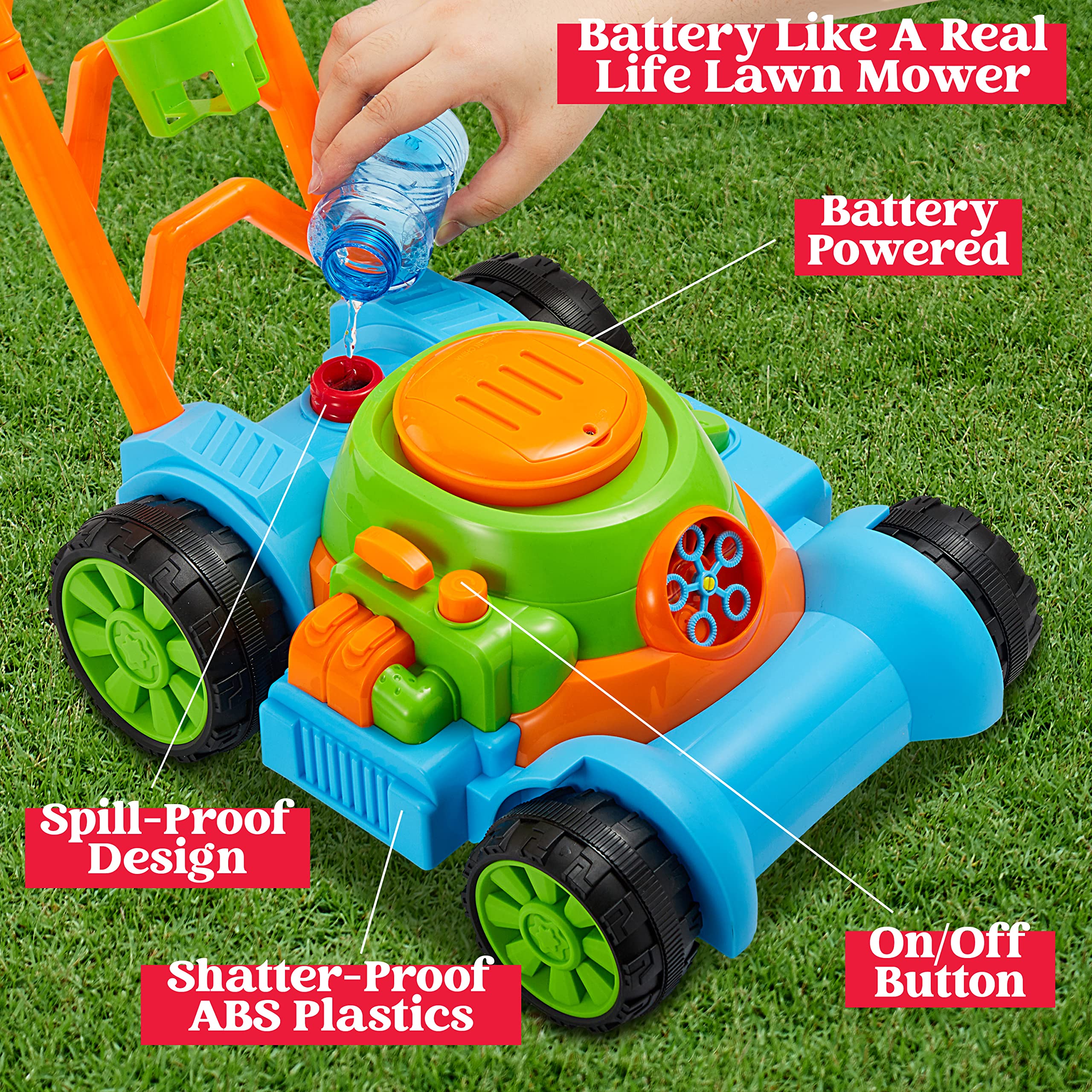 SYNCFUN Bubble Lawn Mower Machine for Toddlers photo 4