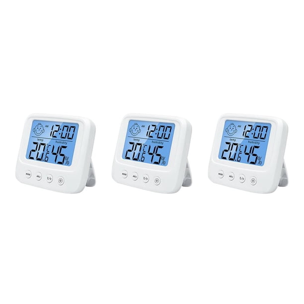 Cateissary Higrómetro Termómetro LCD Medidor de humedad Pantalla interior Ajustable Operación simple Higrómetros digitales Blanco con Type1 NO1