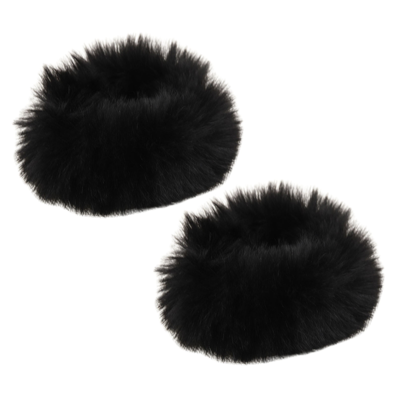 Cream 2 pack fluffy scrunchies furry fabric stretch ponytail holders big large