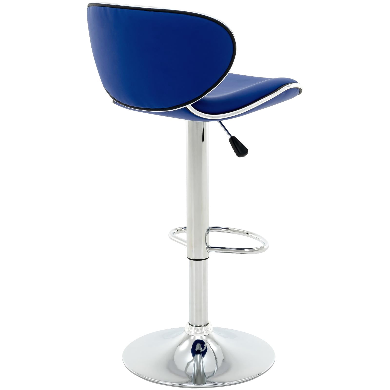 Bar Stools Set of 4, PU Leather Adjustable Swivel Bar Chairs for Kitchen Counter Island, Modern Armless Shell-Shaped Counter Height Stools for Dining Room Café Pub (Blue)