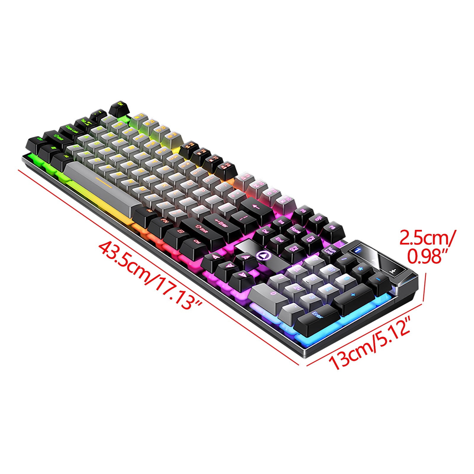 Gaming Keyboard USB Wired, Floating Ergonomic Mechanical Feeling Keyboard, Dual-Color Mixed Light Backlit for Desktop Computer