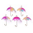 thumbnail image 2 of 20pcs Printed Acrylic Pendants with Golden Plated Brass Findings 3D Umbrella with Flower Pattern Colorful 22~24x18x18mm Hole: 1.2~1.8mm, 2 of 4
