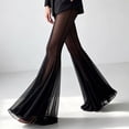 thumbnail image 5 of Karymi Jeans for Women Sheer Mesh Flare Palazzo Pants, High Waist Double Layer See Through Wide Bell Long Trousers, Vertical Seam Party Club Wide Leg Pants Woman, 5 of 5
