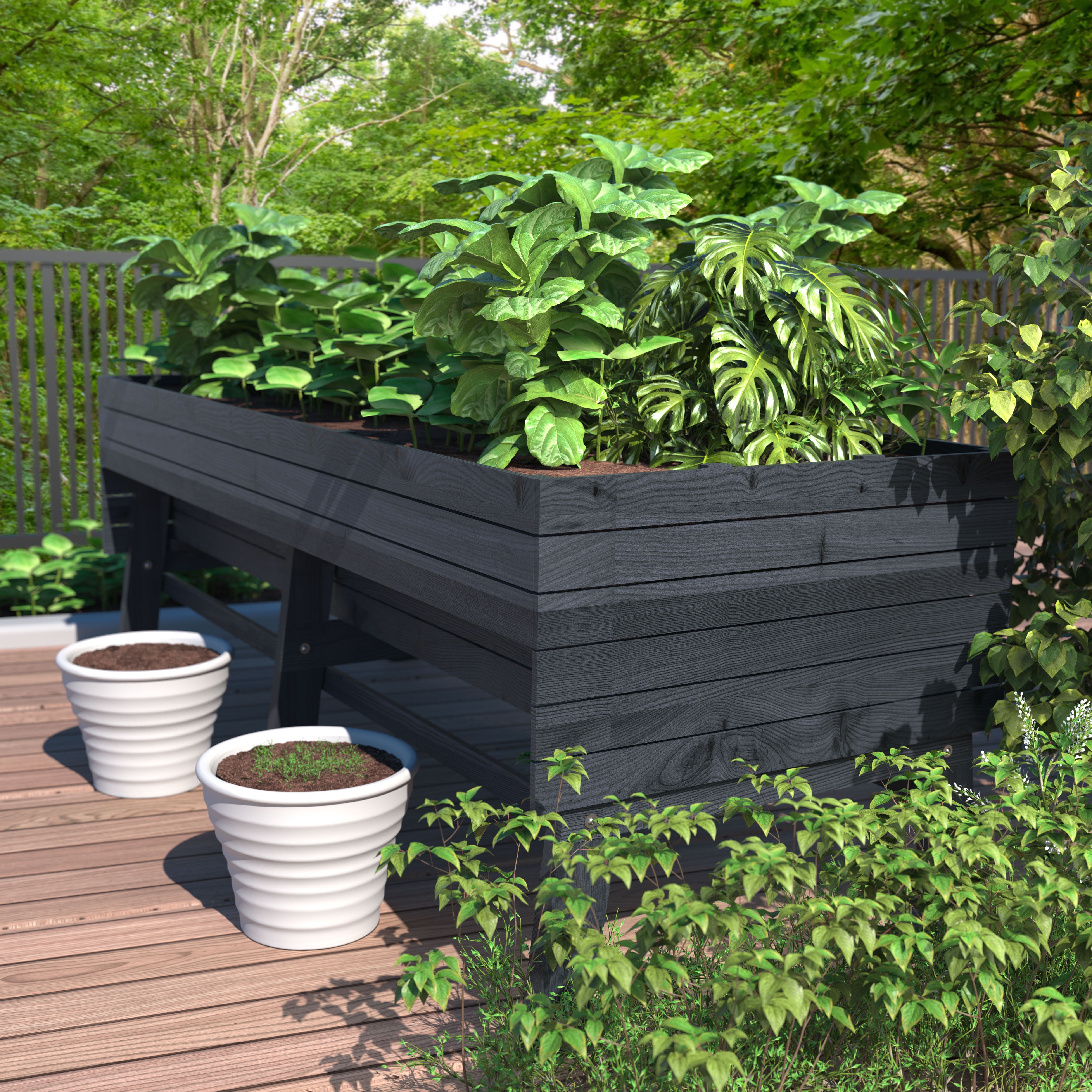 VEIKOUS 6x3x2 ft Raised Garden Bed, Large Planter Boxes with Liners for Outdoor Flower Bed, Grey