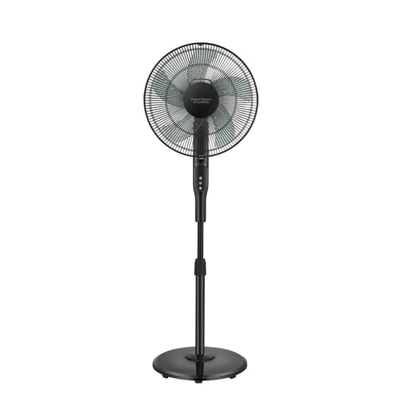 Better Homes & Gardens 16" 12-Speed Pedestal Fan and Remote, BHS23619315319R, New, Black