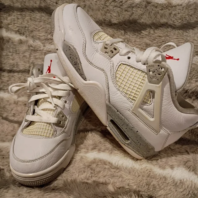 Size 5.5y A i r-Jor-dan 4 Retro 25th Silver Anniversary Pure Money Pre Owned READ!