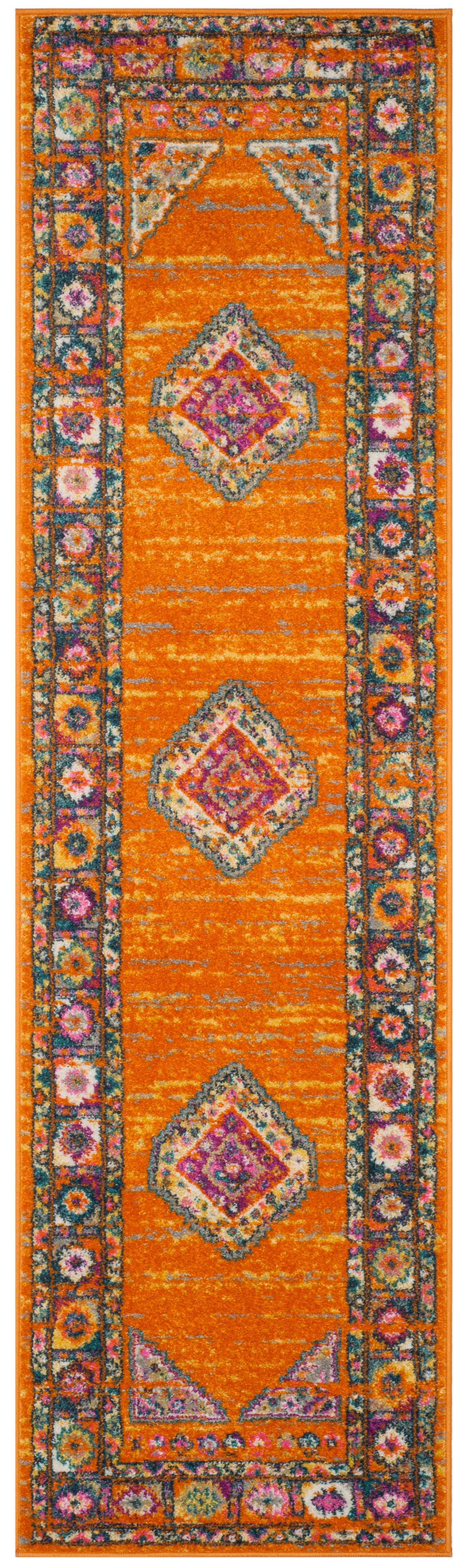 SAFAVIEH Madison Emmet Traditional Runner Rug, Orange/Fuchsia, 2'3" x 12'