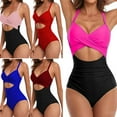 thumbnail image 6 of WOLLED Women's One Piece Swimwear Soft Halter Swimwear for Swimsuit Party Hawaii 1 Piece Swimsuit, 6 of 7