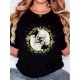 thumbnail image 1 of Camiseta con estampado de conejo y corona para mujer: cómoda, informal, de cuello redondo, manga corta, deportiva y elástica. Lavable a máquina., 1 of 6